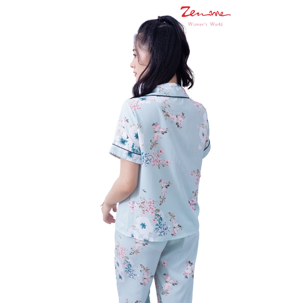 [Mã LT50 giảm 50K đơn 150K] Đồ bộ mặc nhà nữ Zen Me pijama tay cộc quần dài chất liệu Lụa Hàn cao cấp họa tiết nữ tính | BigBuy360 - bigbuy360.vn