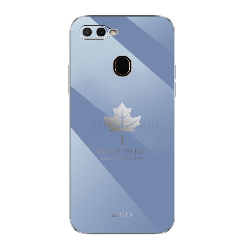 Ốp Điện Thoại Silicon TPU Mạ Điện Họa Tiết Lá Phong Kèm Dây Đeo Cho oppo a5s a12 a7 f9