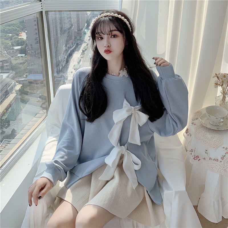 Áo Sweater Thắt Nơ Phong Cách Thời Trang Mùa Thu Cho Nữ Có Size Lớn