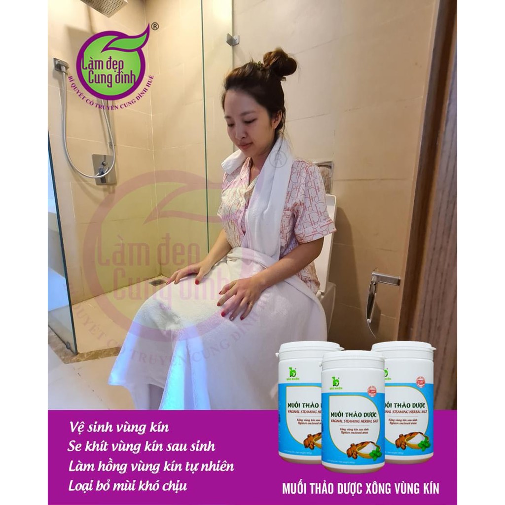 Combo Chậu xông vùng kín và 1 hộp muối thảo dược xông 350gr Bảo nhiên cho Mẹ sau sinh