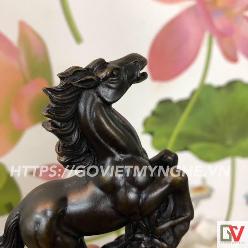 Tượng Đá Trang Trí Ngựa Phong Thủy - Màu nâu đen - Cao 12cm