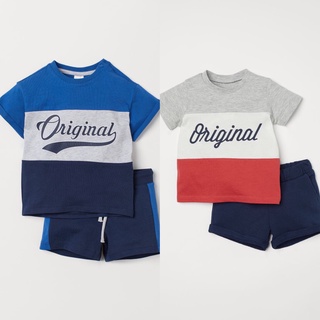 Bộ cộc tay bé trai - Set 2 bộ cotton phối Original Hm cho bé trai size 1-6t