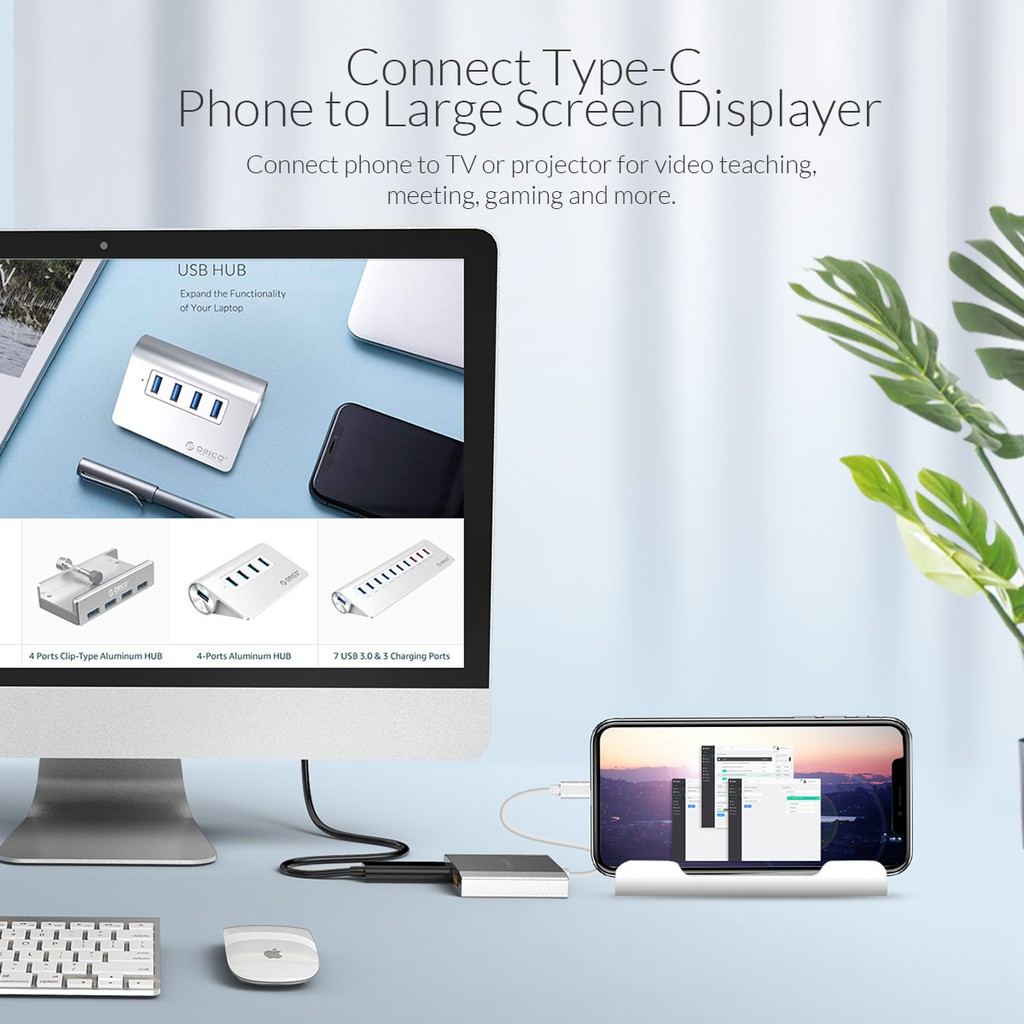 Cáp chuyển đổi USB Type C sang HDMI và Displayport Adapter cao cấp chính hãng ORICO XD-CFHD4