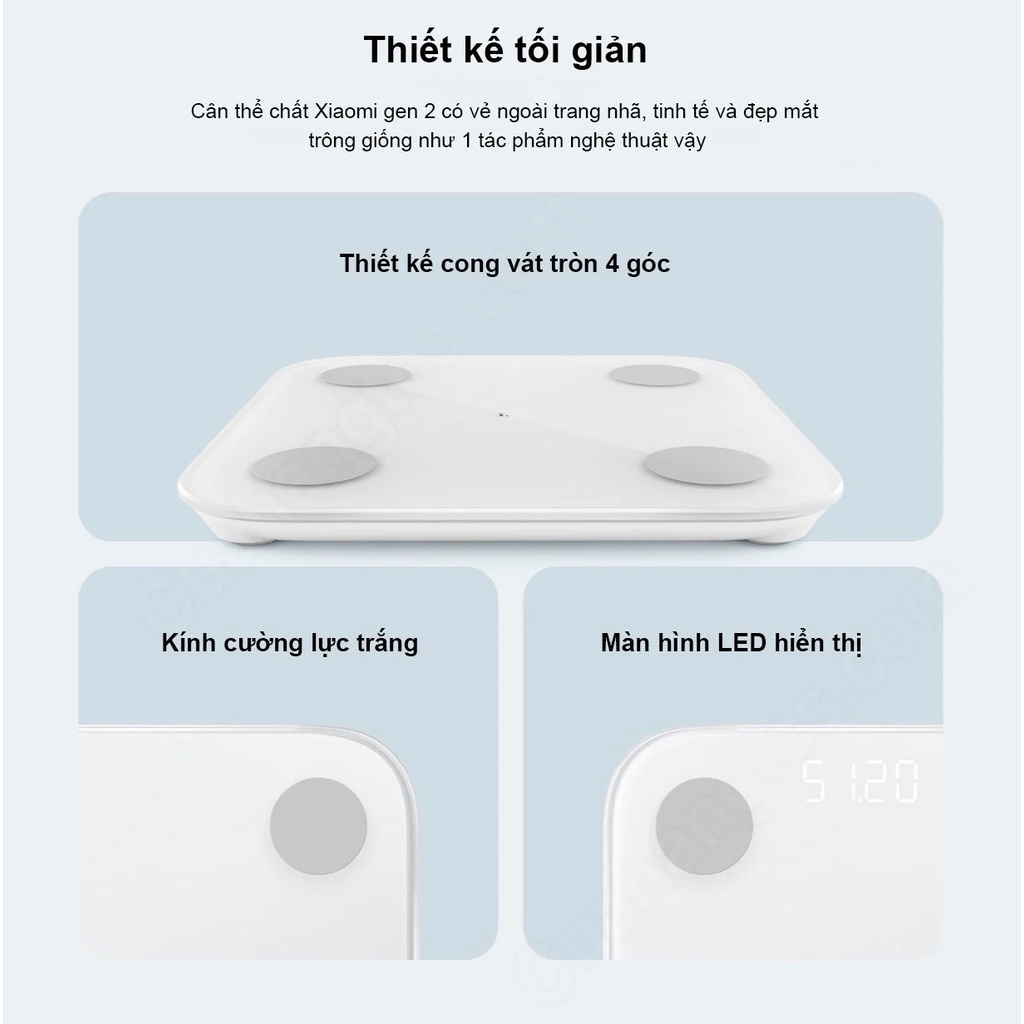 Cân điện tử sức khỏe Xiaomi Body Fat Scale 2 Universal,kết nối bluetooth, quản lý chỉ số qua điện thoại