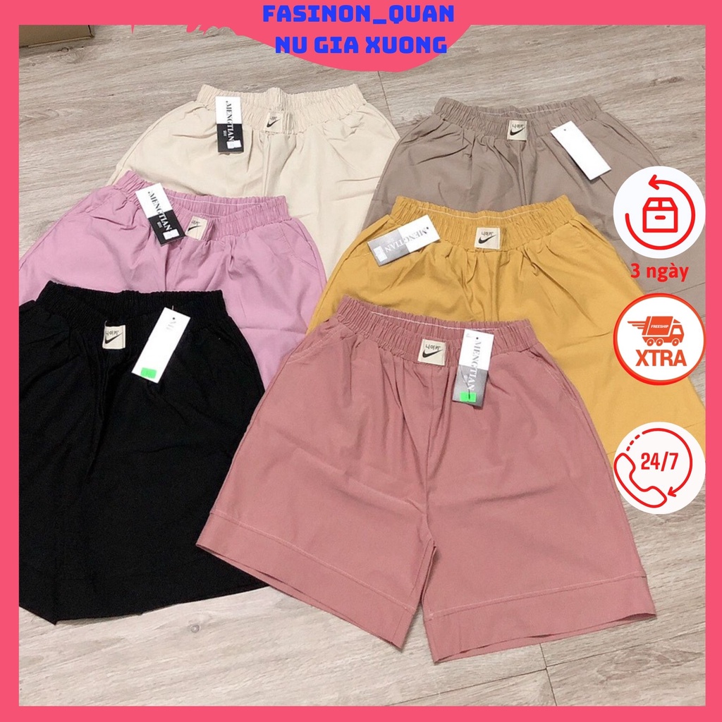 Quần Short Kaki Lưng Cao Ống Rộng FREESHIP EXTRA Cập Chun Mát Thoải Mái