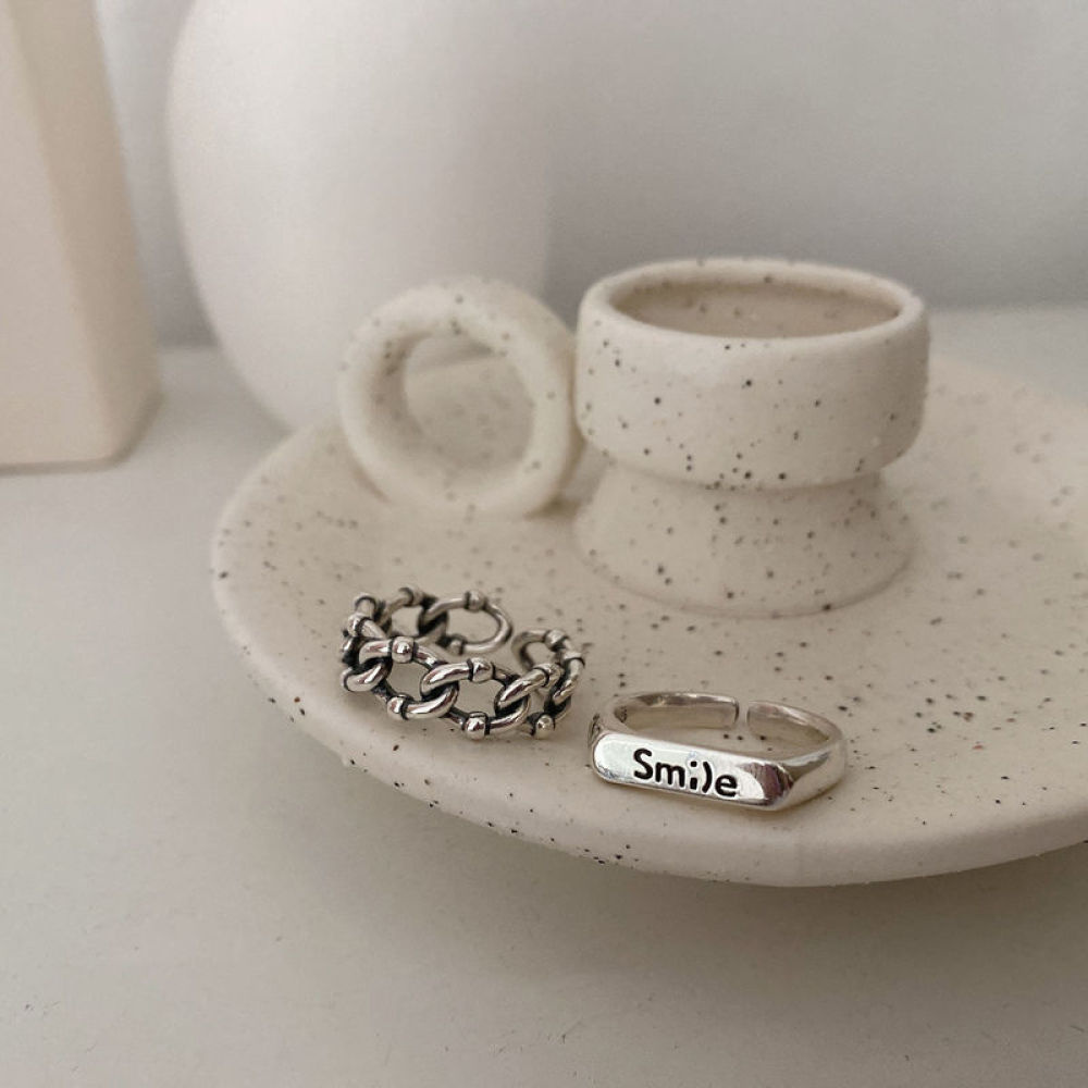 Nhẫn đeo tay kim loại hình mặt cười phong cách Vintage dễ thương