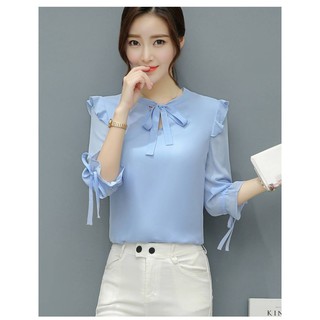 {Thời trang thiết kế} -Áo kiểu tay nơ ASM111- váy đầm, áo sơ mi mẫu đẹp 2018-2019