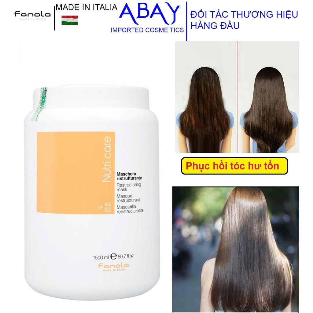 Mặt nạ ủ tóc (Dầu hấp) Fanola Nutricare Restructuring Mask mùi kẹo sữa siêu mềm mượt, phục hồi tóc khô hư tổn Ý 1500ml | BigBuy360 - bigbuy360.vn