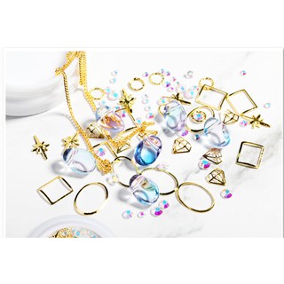 đá mắt mèo charm set tráng trí móng nail