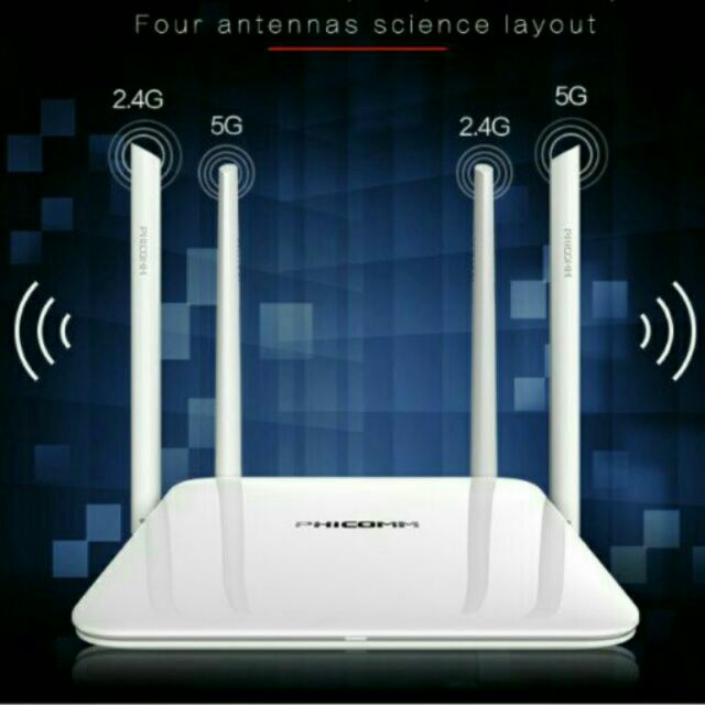 👑 BỘ PHÁT KÍCH SÓNG WIFI băng thông tốc độ cao Gigabit 1200M 11AC Dual 2.4G & 5G PHICOM - 4 ăng ten