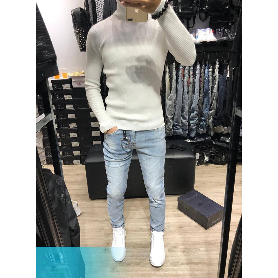 Quần Jean Nam Bạc Chất Co Giãn Nhẹ Ống Côn Ôm Dáng | BigBuy360 - bigbuy360.vn