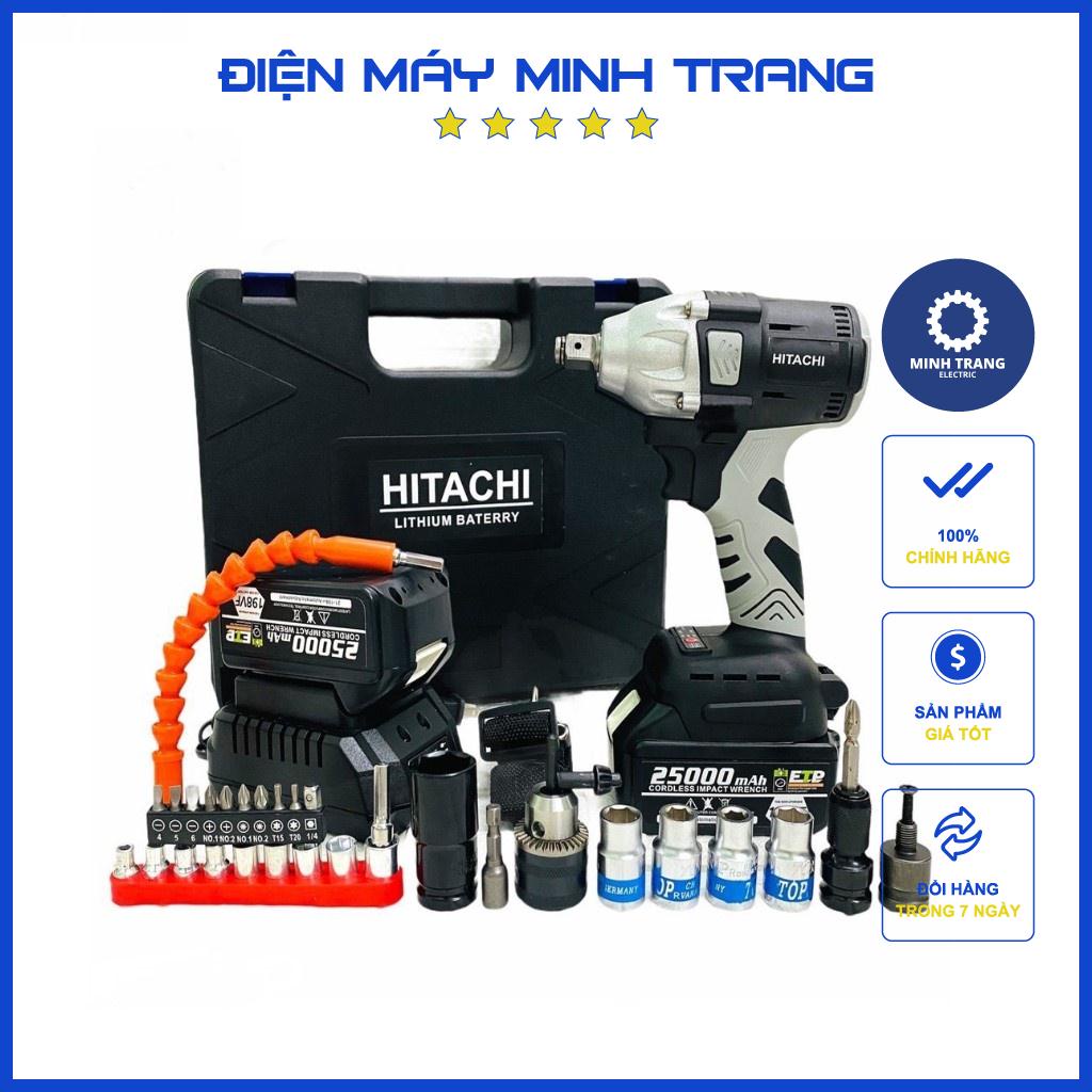 Máy Siết Bulong Hitachi 199VF 2 PIN Đầu 2 Trong 1, Máy Bắn Bulong Không Chổi Than - Tặng Kèm Bộ Phụ kiện 22 chi tiết