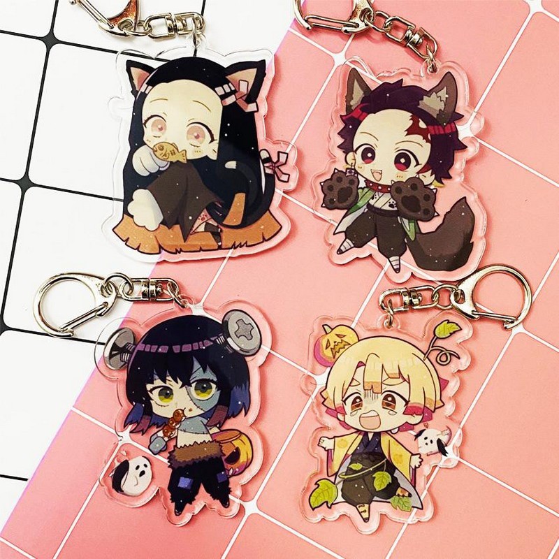 ( Ngẫu nhiên ) Móc khóa mica trong acrylic KIMETSU NO YAIBA THANH GƯƠM DIỆT QUỶ anime chibi