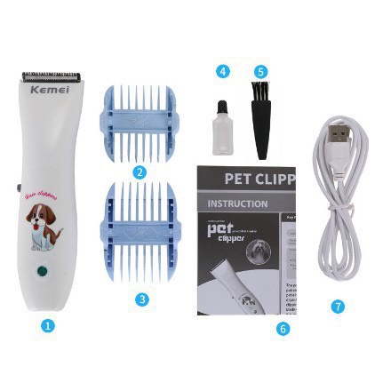 Tông đơ cắt lông chó mèo Kemei KM–1051, Máy cắt tỉa lông thú cưng,Tăng đơ cạo lông máy khỏe chạy êm tiếng ồn nhỏ