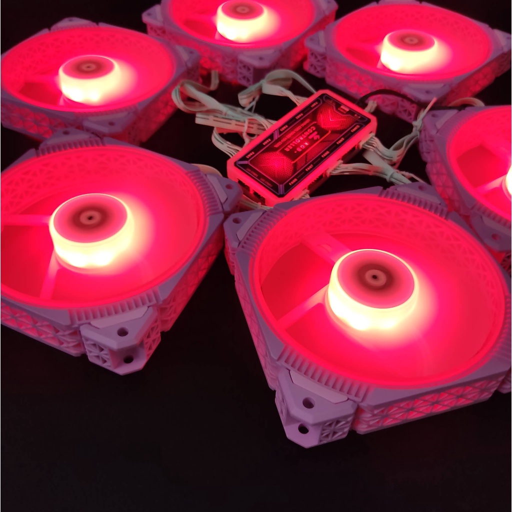 Bộ Quạt Tản Nhiệt Pink P1 12cm Fan Led RGB Đồng Bộ Mainboard - Hub Coolmoon - Nháy Nhạc