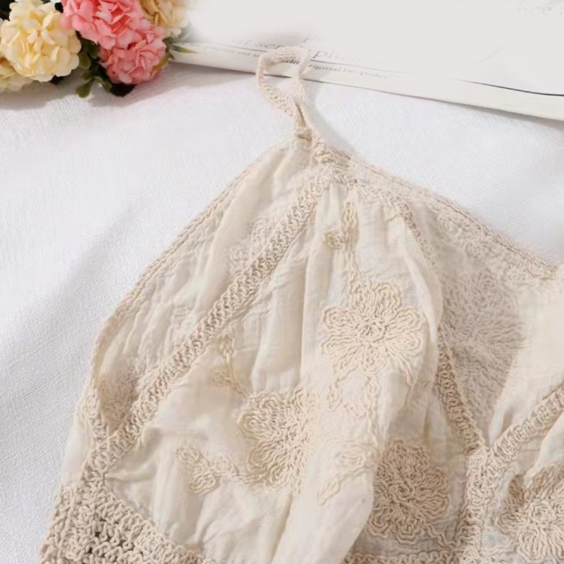 Áo Croptop Hai Dây Phối Ren Gợn Sóng Thời Trang Đi Biển Cho Nữ