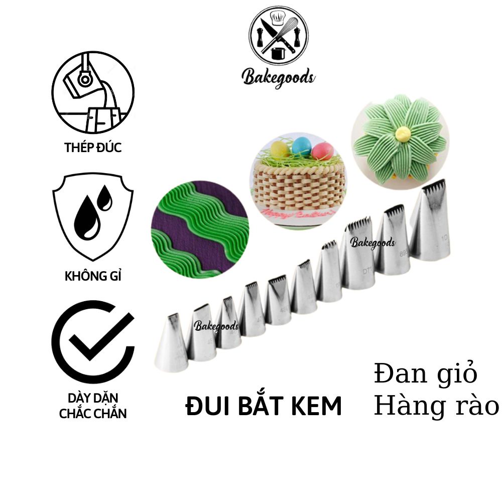 Đui đan giỏ, đuôi bắt kem hàng rào trang trí bánh kem bằng thép không gỉ đúc liền khối nhiều mẫu