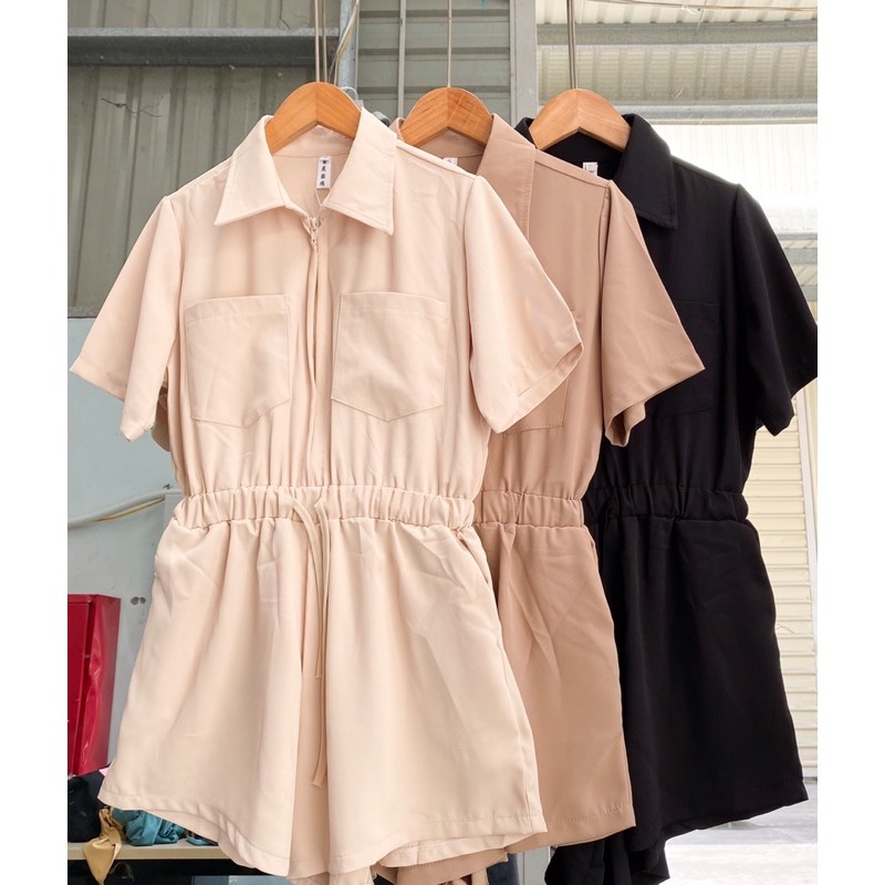 Set jumpsuit cổ bẻ kéo khoá (Ảnh thật) | BigBuy360 - bigbuy360.vn