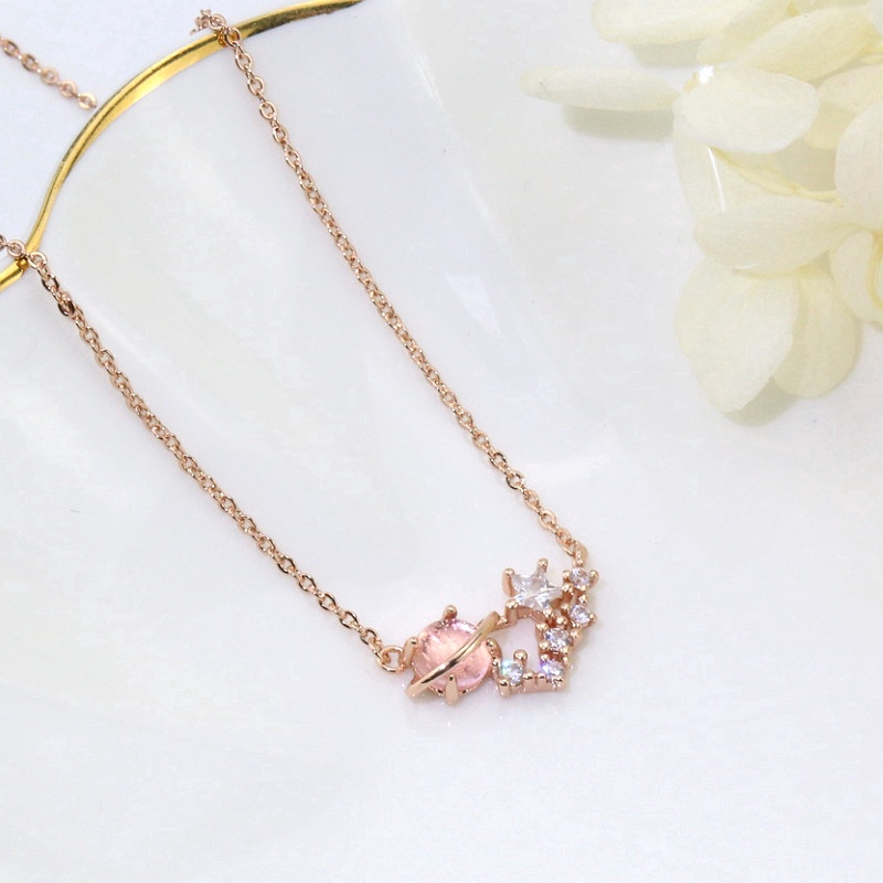 Pha Lê Hồng Đá Quý Mặt Dây Chuyền Vòng Cổ Vàng Hồng Crystal Pendant Necklace | BigBuy360 - bigbuy360.vn