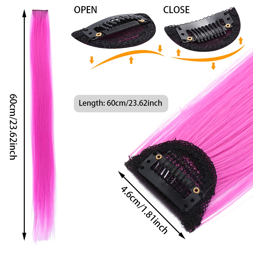 Bộ tóc giả dài thẳng có kẹp nhiều màu bằng sợi tổng hợp dành cho nữ hóa trang halloween / giáng sinh Mihan1