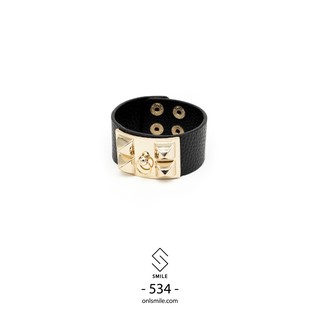 Smile - vòng tay da nạm đinh mặt khóa - p532/533/534/950