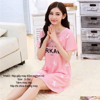 RN80_Rập giấy may đầm cotton cổ tròn nữ