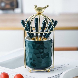 Bộ sét giỏ sứ đựng thìa, dĩa
