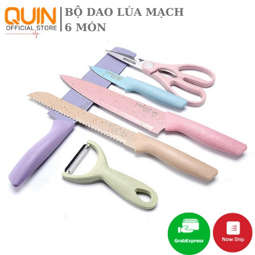 Bộ 6 Dao Làm Bếp Lúa Mạch Sắc Màu Sắc Bén - Đa Năng Tiện Dụng Kháng Khuẩn