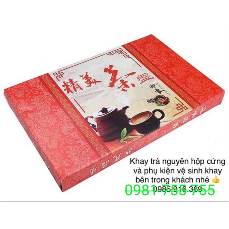 Khay trà gỗ nẹp đồng cỡ lớn