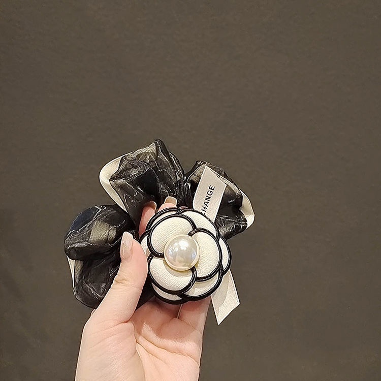 Dây Cột Tóc Cao Su Co Giãn Phối Hoa Trà Cỡ Nhỏ Phong Cách Hàn Quốc Xinh Xắn Cho Nữ