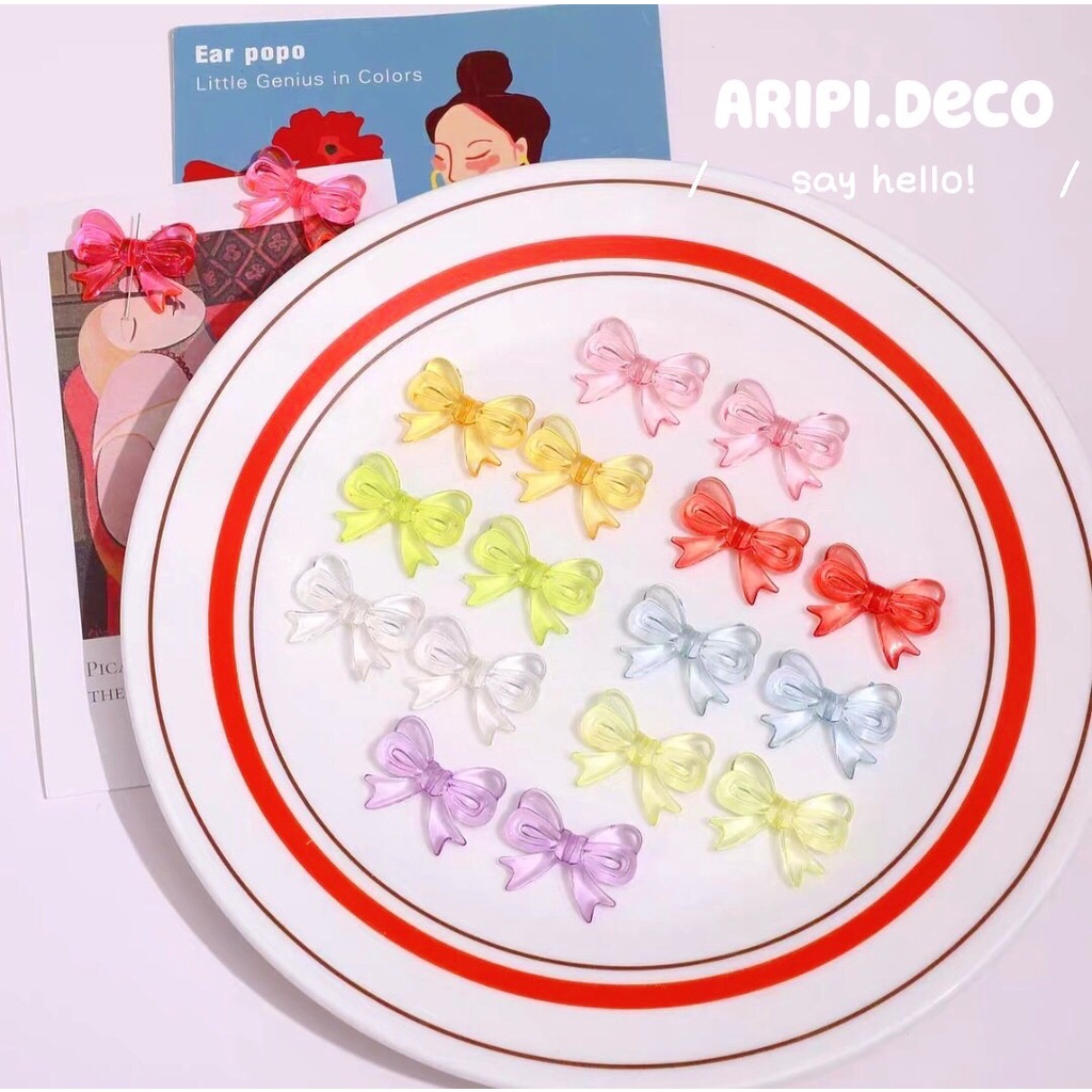 Charm nơ trong xỏ lỗ 2 đầu A11/ Nguyên liệu phụ kiện trang trí