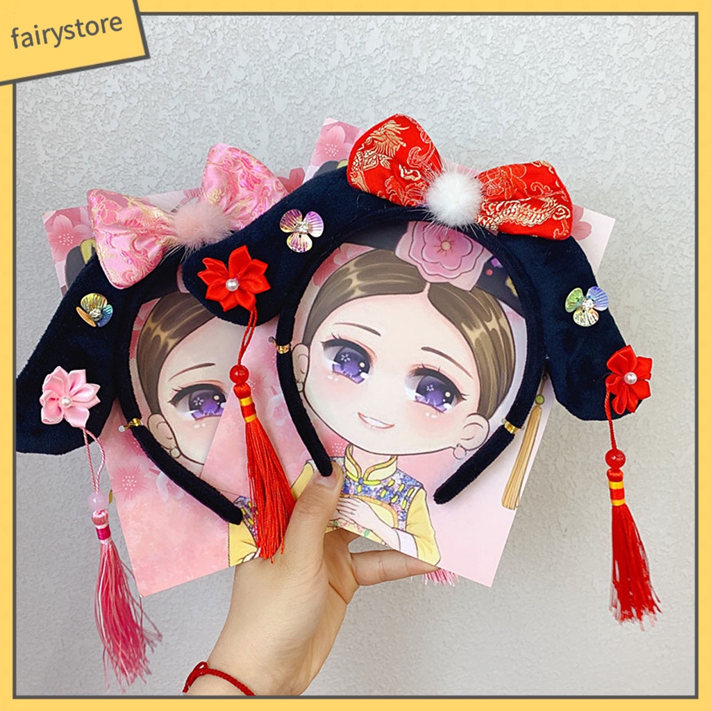 Cài tóc phối tua rua phong cách Trung Hoa cổ điển cho bé gái