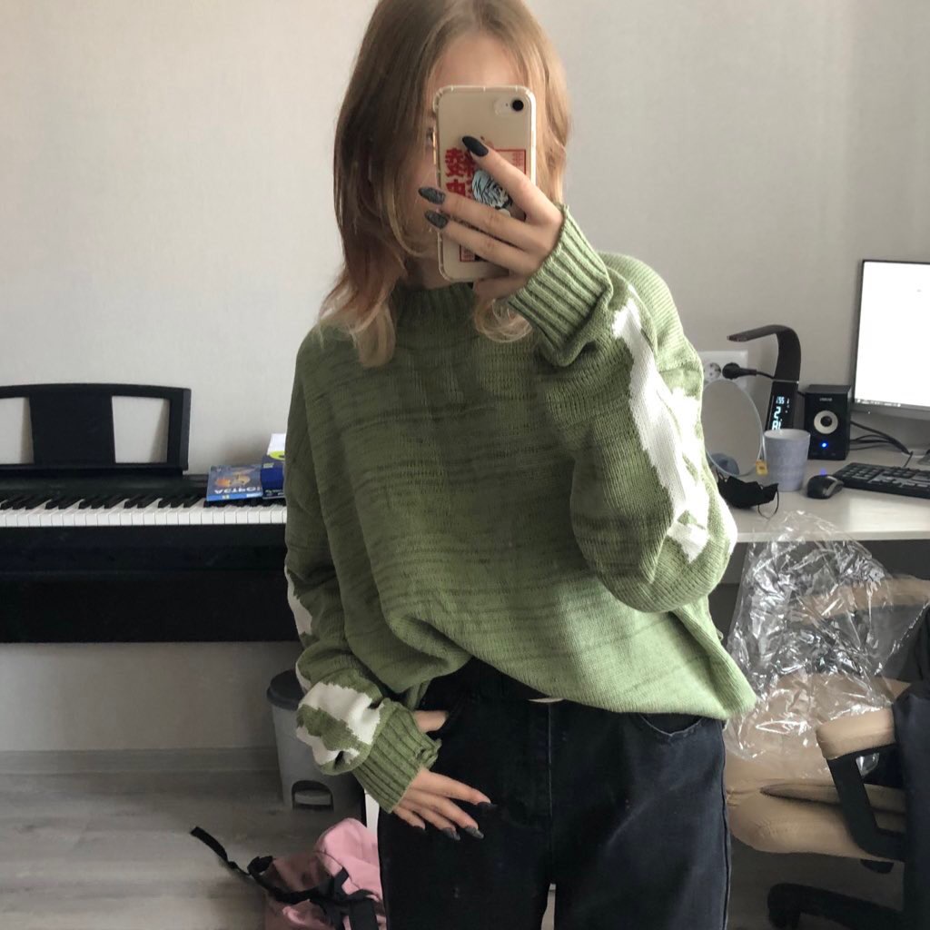 Áo sweater dệt kim tay dài dáng rộng quá cỡ in họa tiết bộ xương phong cách harajuku thời trang mùa thu cho nam và nữ