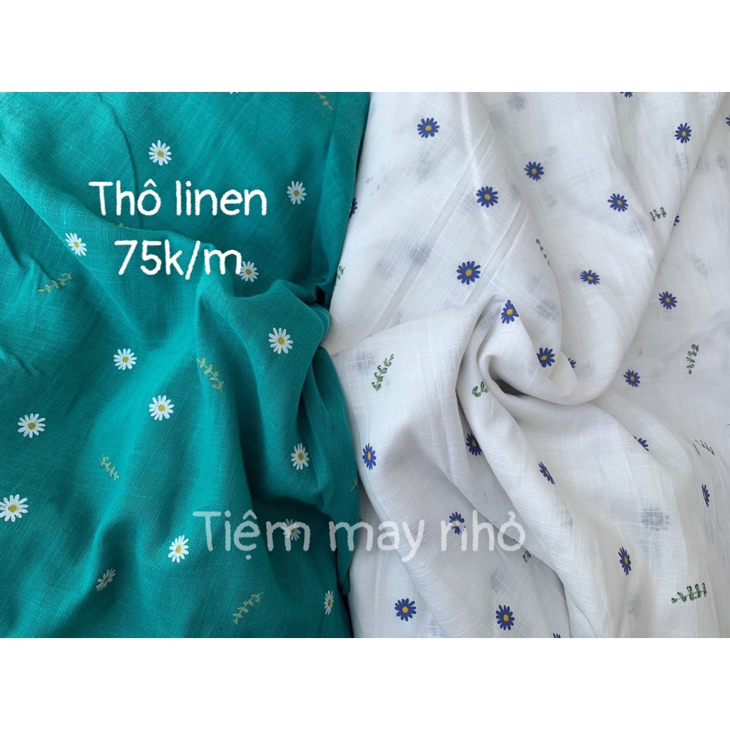 Vải thô linen họa tiết hoa