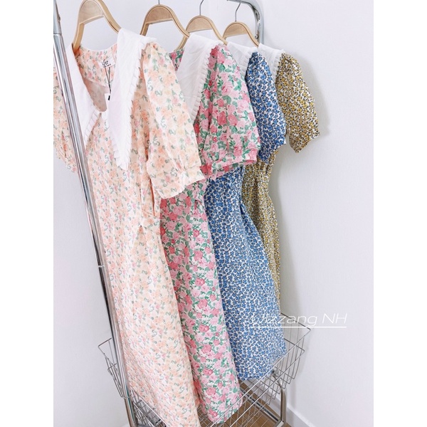 Váy hoa nhí cổ sen viền bèo dây thắt eo siêu tôn dáng VKE1978 Ulzzang style🌸 Hàng Quảng Châu