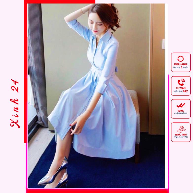 Đầm Váy Xanh Cột Chéo Eo (kèm hình thật) | BigBuy360 - bigbuy360.vn