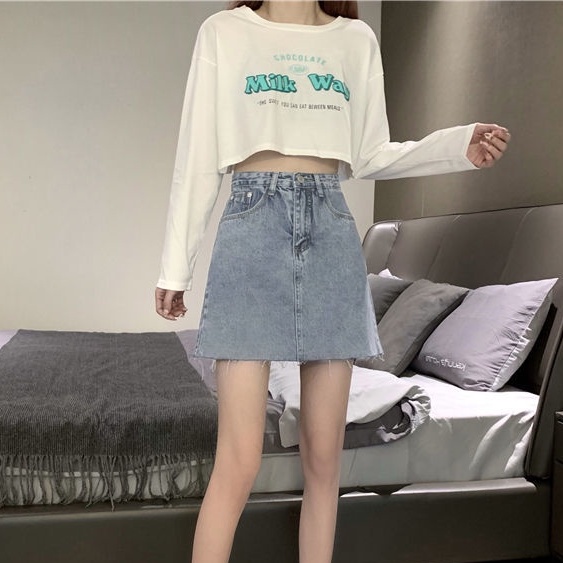 Chân Váy Denim Chữ a Lưng Cao Thời Trang Mùa Hè Hàng Mới Dành Cho Nữ