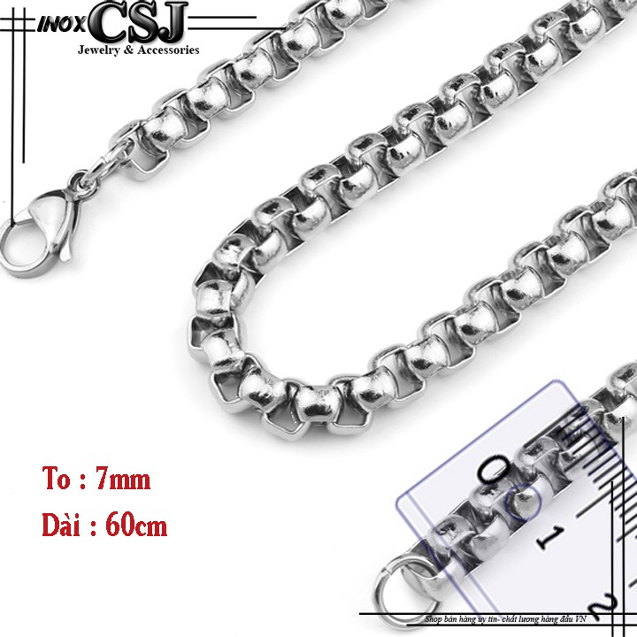 DÂY CHUYỀN INOX NAM BÔNG DỪA KHÍT 7LY ĐẸP , KHÔNG ĐEN