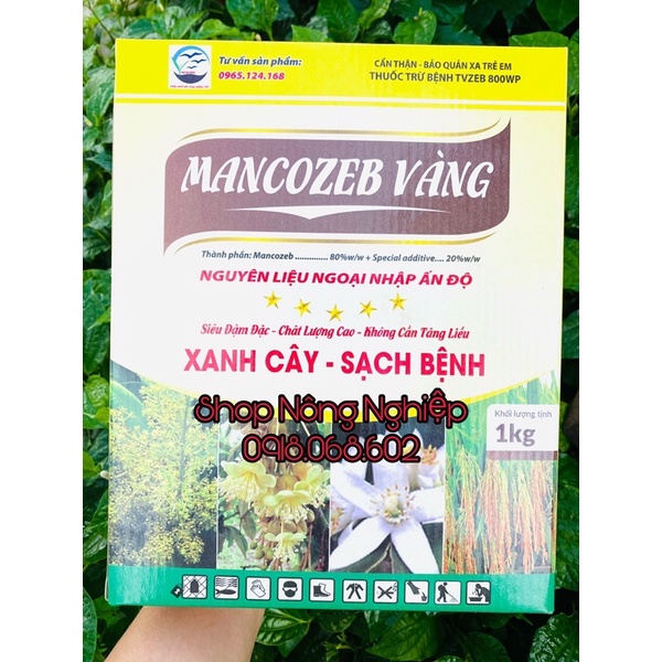 Mancozeb Vàng 1kg, sản phẩm chuyên phòng trị nấm bệnh cho cây trồng.