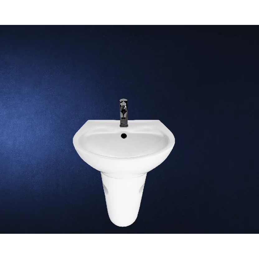 Lavabo sứ rửa mặt mẫu treo tường có kèm chân ốp Melora (chưa kèm vòi rửa mặt)