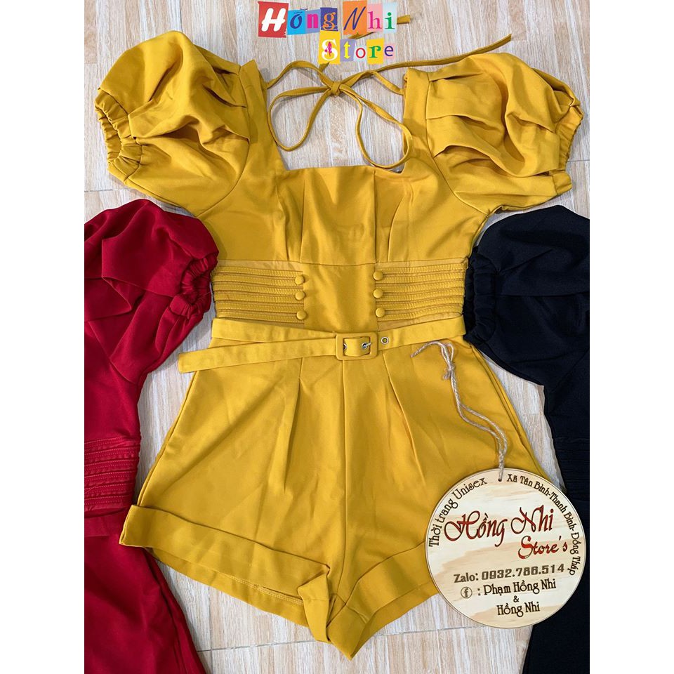 JUMPSUIT QUẦN ĐÙI TAY PHỒNG THẮT NƠ KÈM DÂY THẮT EO - ĐỒ BAY ĐÙI