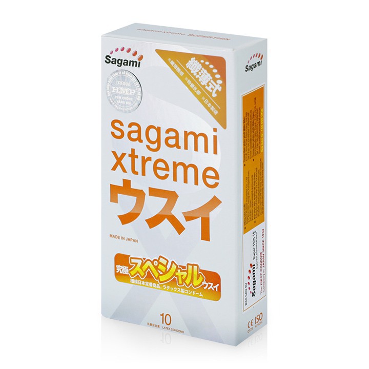 Bao cao su Sagami Superthin - bcs mỏng - kiểu truyền thống - hộp 10 chiếc