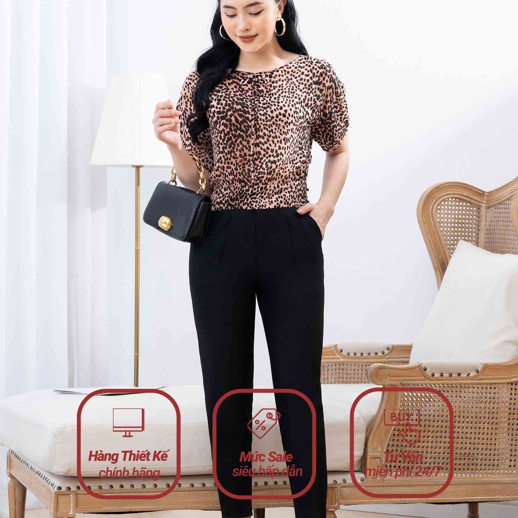 Quần dáng Baggi đen, Tuýp si túi chéo 2 ly Toson 23011B52