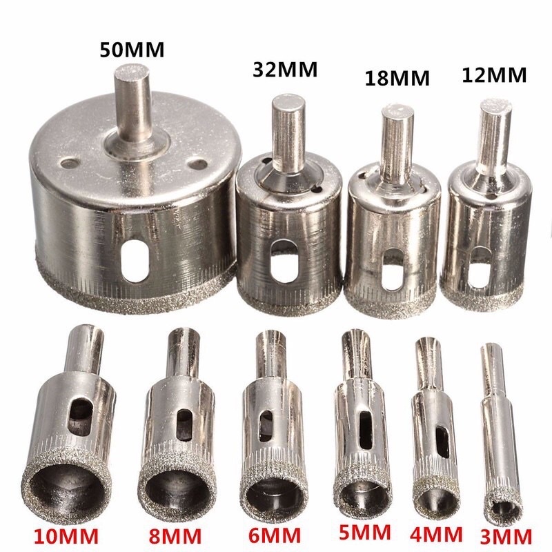 Mũi Khoan Kính Lỗ Tròn Đủ Size Từ 6 Tới 60mm, Đầu Mũi Khoan Kiếng Mũi Khoan Gạch Men, Đá Hoa Cương, Đá Bóng Kiếng