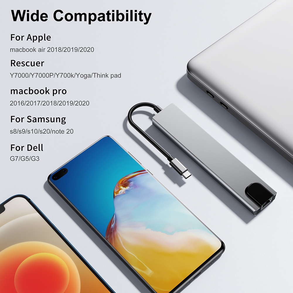 Bộ Hub Chuyển Đổi USB Type C Sang HDMI USB 3.0 Cho laptop táo Air M1 Type C