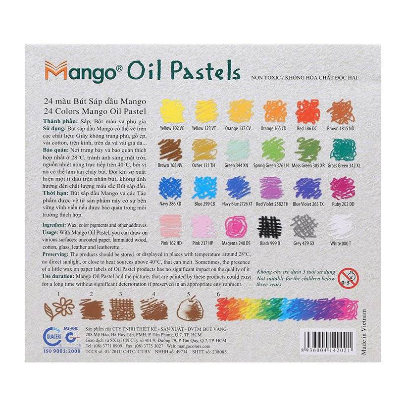 Bút sáp dầu 24 màu Mango - Mango Oil Pastels