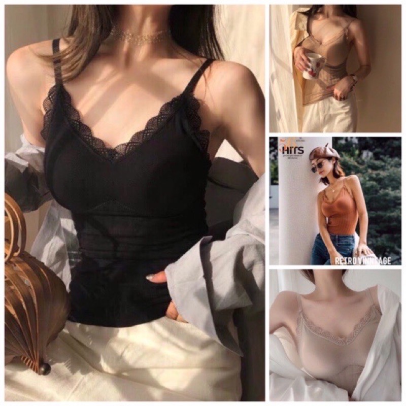 Áo Bra Dáng Dài Len Tăm Phối Viền Ren Siêu Hot