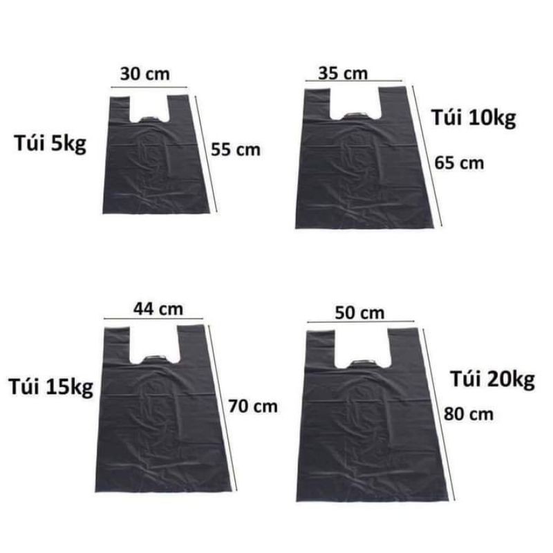 1kg túi nilong đen siêu dai dùng gói hàng,đựng rác... loại 1 kg,2kg,3kg,5kg,10kg,15kg,20kg,25kg,30kg.