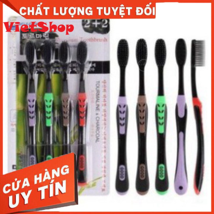 Bộ 4 Cây Bàn Chải Than Hoạt Tính Hàn Quốc, Lông Mịn Mềm Cho Bạn Cảm Giác Thoải Mái Mẫu Mới 2021 - VietShop