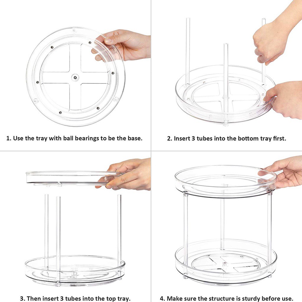 Kệ Đựng Lọ Gia Vị 2 Tầng Xoay 360 Độ Nhiều Màu Cho Nhà Bếp / Phòng Tắm